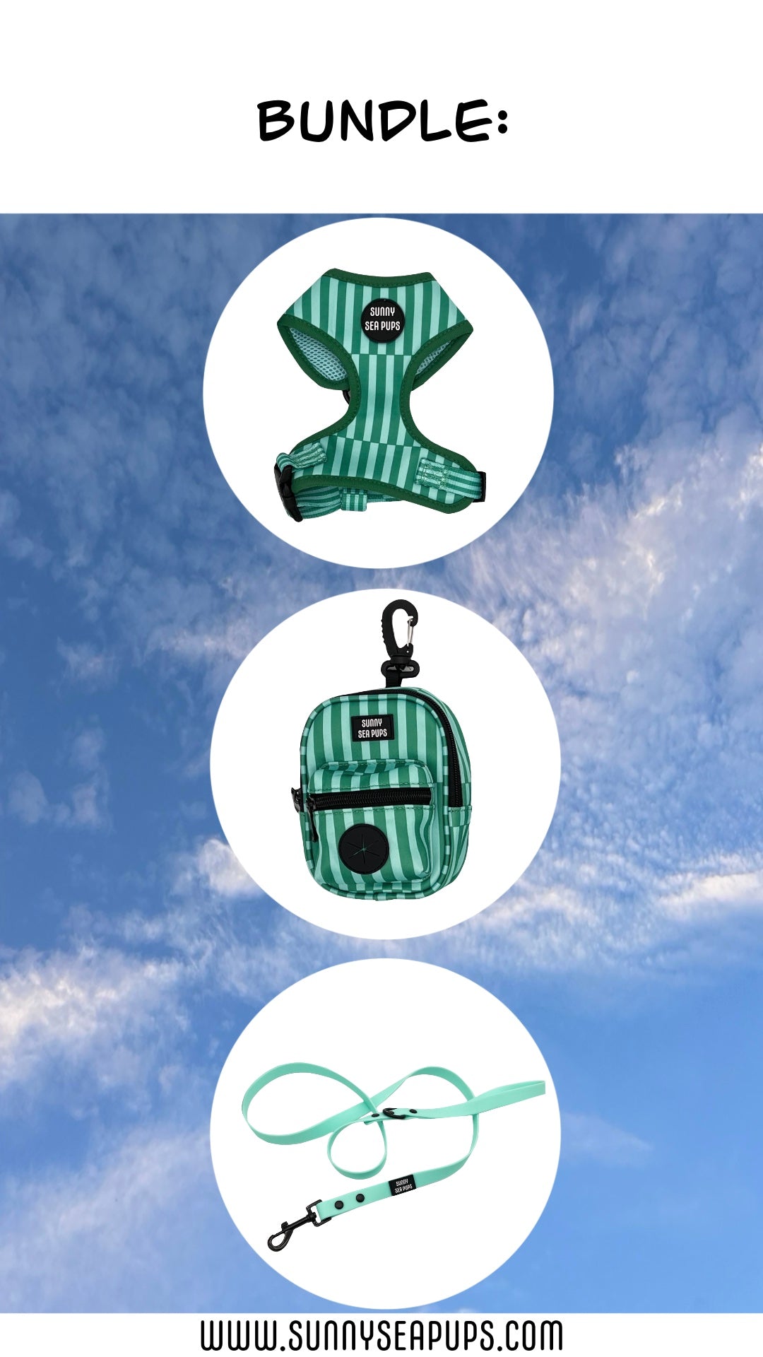 Coastal Calm - Bundle 5: Harness, Tums & Bums Pouch, Waterproof Lead