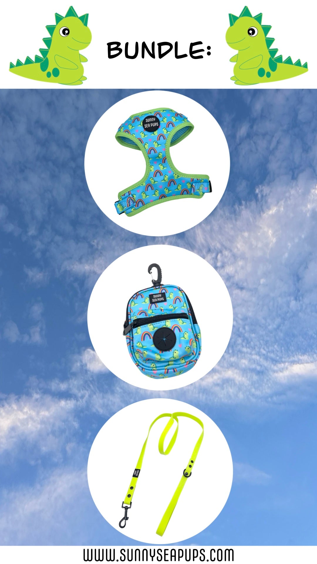 Lil Sea-Saurus - Bundle 5: Harness, Tums & Bums Pouch, Waterproof Lead